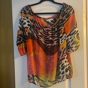 Trina Turk Vibrant Abstract Print Blouse